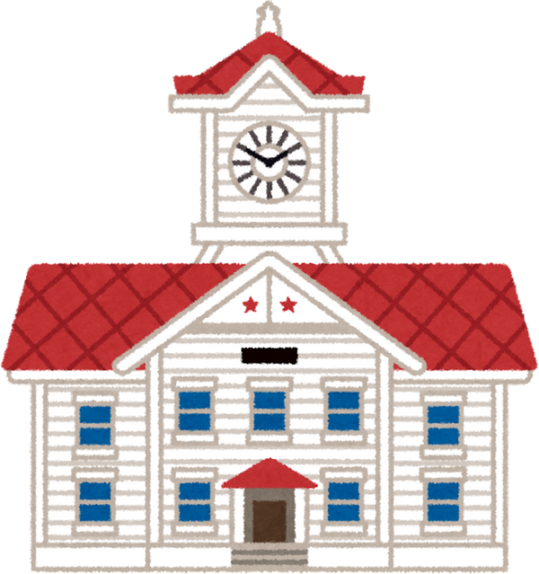 Illustration of Sapporo Clock Tower with Red Roof